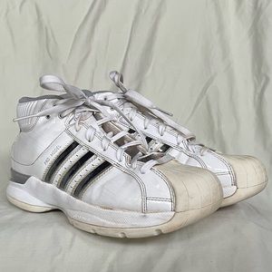 Adidas Mens White & Silver Basketball Sneakers